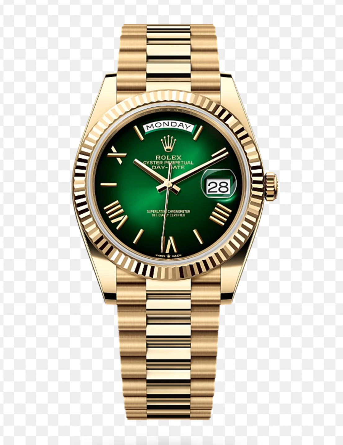 DAY-DATE II 40 MM OYSTER GREEN DIAL STICK MARKERS