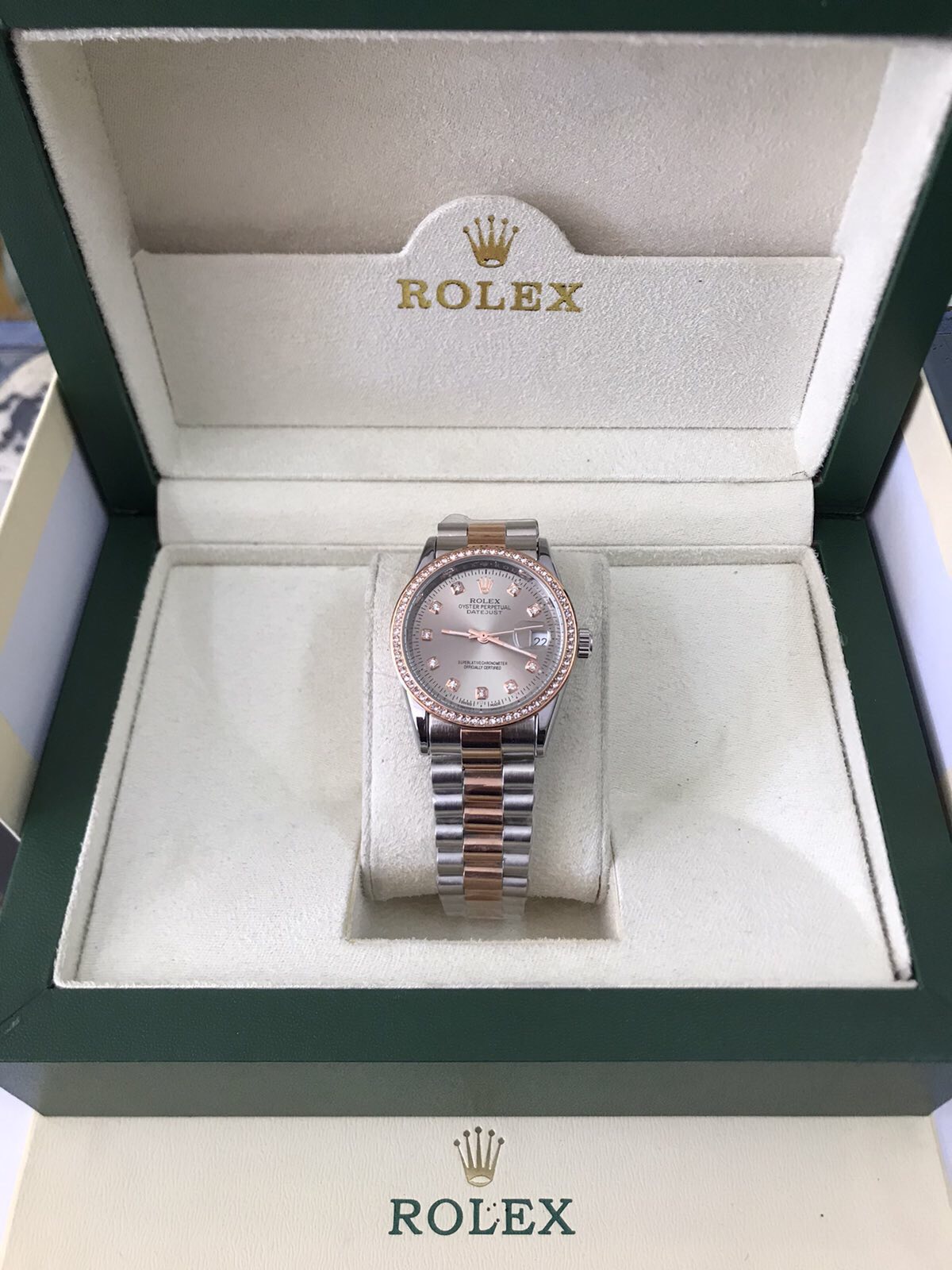 DATEJUST 36MM 2-TONE GOLD PINK JUBILEE DARK GRAY DIAL DIAMONDS MARKERS QUALITY 2A