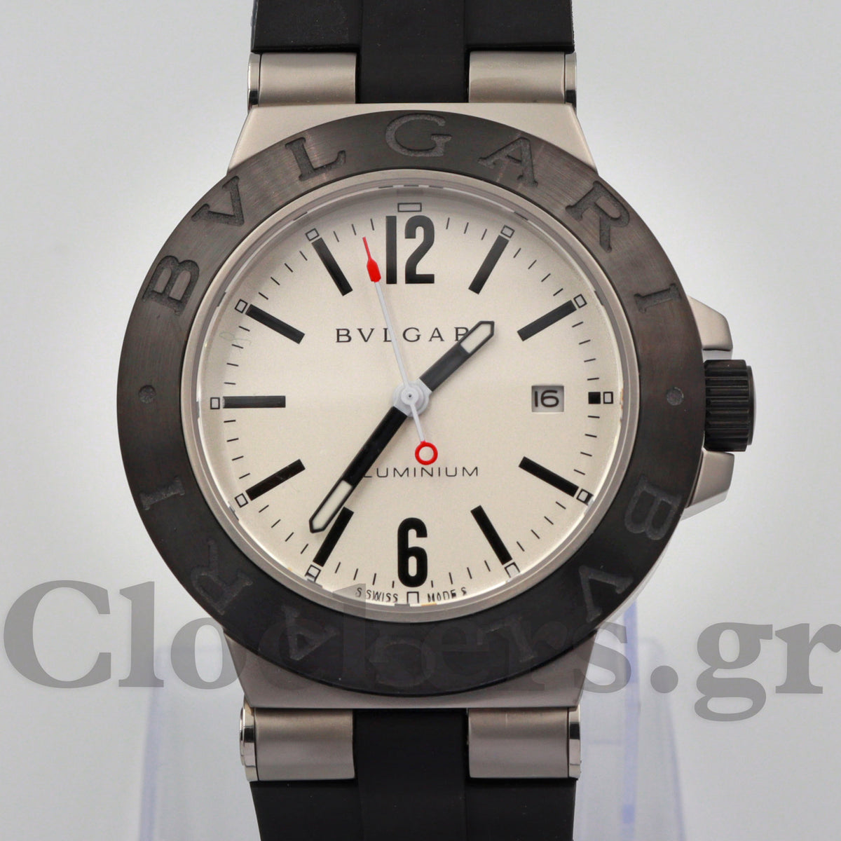 BVLGARI ALUMINIUM 40MM GREYBLACK DIAL RUBBER BEZEL