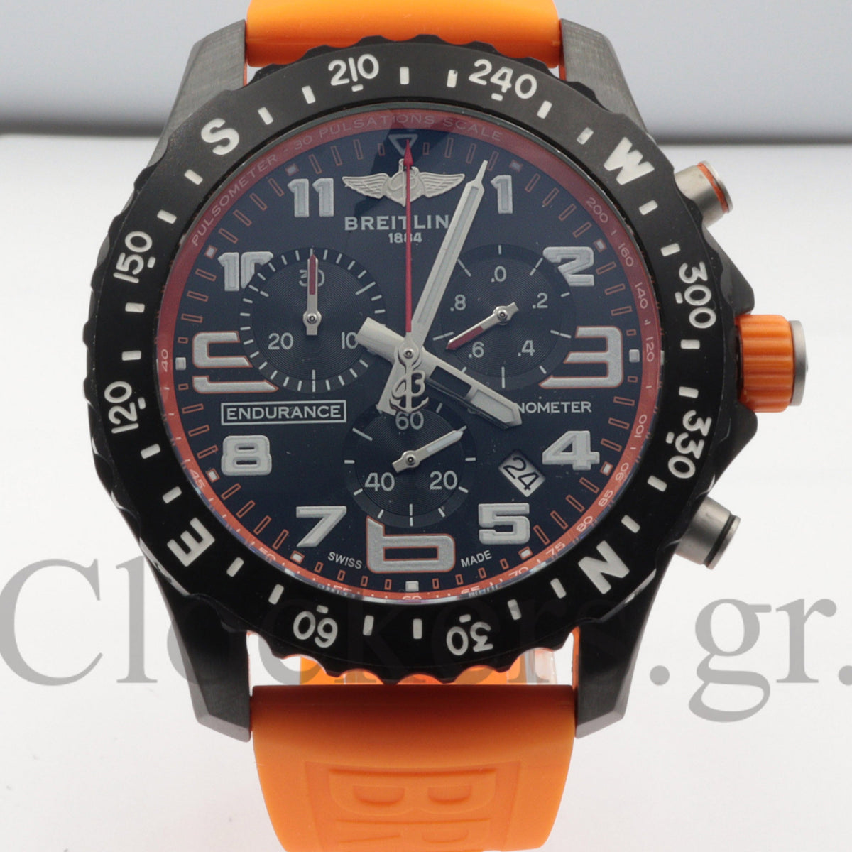 BRΕITLIΝG ENDURANCE PRO CHRONOGRAPH SUPER QUARTZ 44MM BLACK DIAL MENS WATCH ORANGE X82310D51B1S1