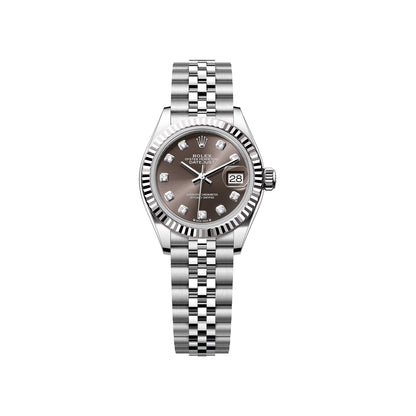 DATEJUST 28MM SS SILVER JUBILEE BROWN DIAL DIAMONDS MARKERS