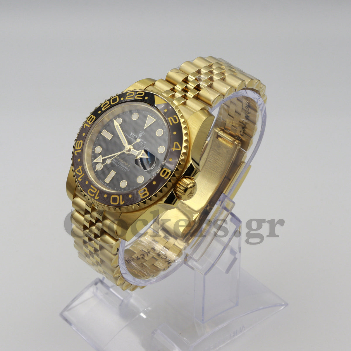 ROLEX GMT-MASTER II YELLOW GOLD BLACK DIAL CERAMIC BEZEL 40MM 1:1