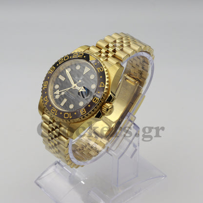 ROLEX GMT-MASTER II YELLOW GOLD BLACK DIAL CERAMIC BEZEL 40MM 1:1