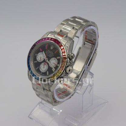 C0SMOGRAPH DAYT0NA BLACK DIAL SILVER RAINBOW 40MM 1:1
