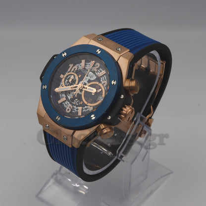 Hublot Big Bang Unico  Rose Gold - Blue Skeleton Dial - Rubber Strap