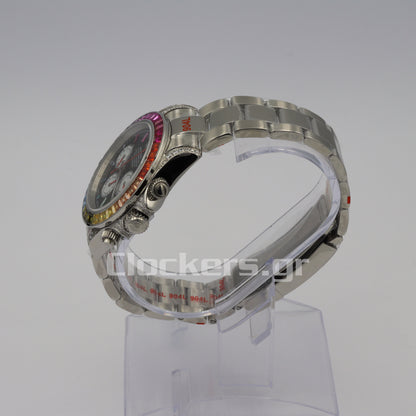 C0SMOGRAPH DAYT0NA BLACK DIAL SILVER RAINBOW 40MM 1:1