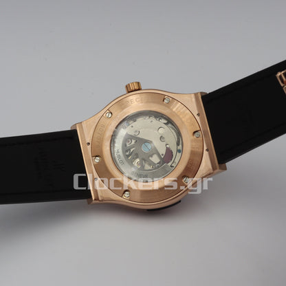 HUBLOT CLASSIC FUSION KING WATCH - 42 MM - BLACK DIAL -  RUBBER AND LEATHER STRAP