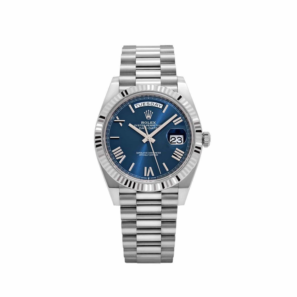 DAY-DATE II 40MM SILVER BLUE DIAL DIAL ROMAN MARKERS