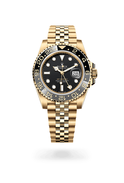 ROLEX GMT-MASTER II YELLOW GOLD BLACK DIAL CERAMIC BEZEL 40MM 1:1
