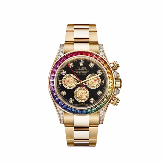 C0SMOGRAPH DAYT0NA BLACK DIAL  GOLD RAINBOW 40MM