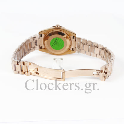 DATEJUST 31MM ROSE GOLD OYSTER BROWN DIAL RHOMAN MARKERS