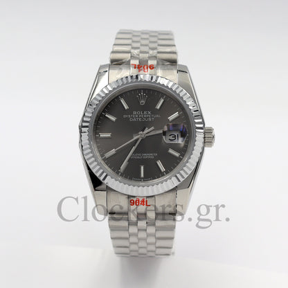 DATEJUST 41MM - 36 MM SS SILVER JUBILEE GRAY DIAL STCIKS MARKERS