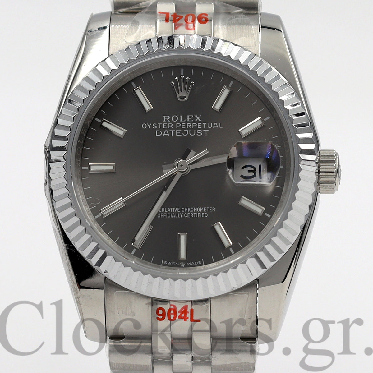 DATEJUST 41MM - 36 MM SS SILVER JUBILEE GRAY DIAL STCIKS MARKERS