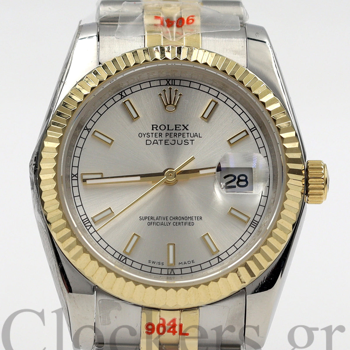DATEJUST 36MM 2-TONE GOLD OYSTER WHITE DIAL STICKS MARKERS