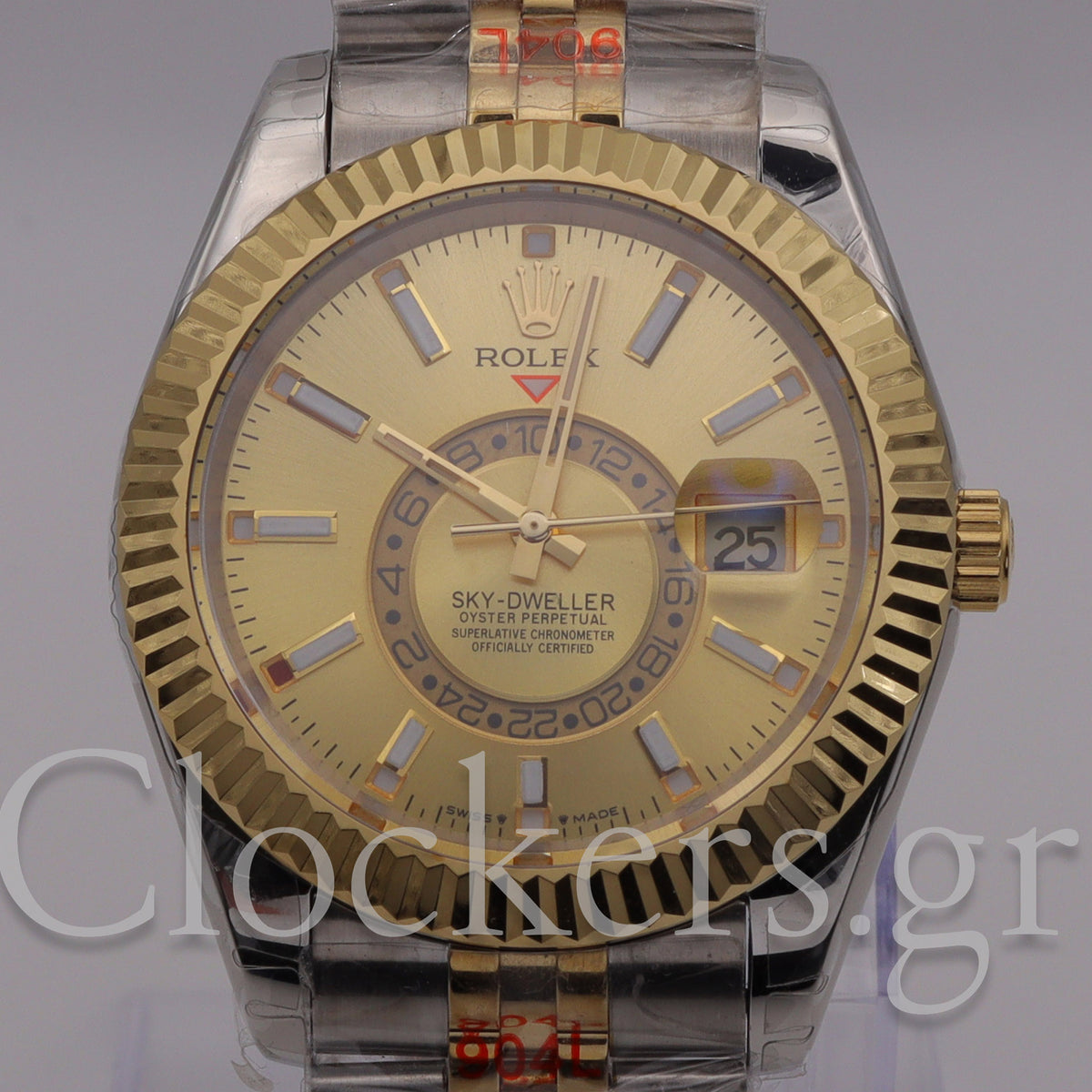 SKY-DWELLER 2-TONE BLACK GOLD DIAL STICK MARKERS  jubilee