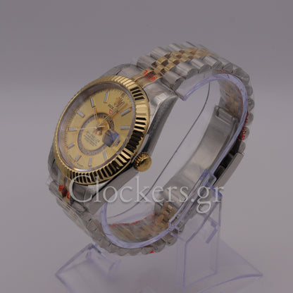 SKY-DWELLER 2-TONE BLACK GOLD DIAL STICK MARKERS  jubilee
