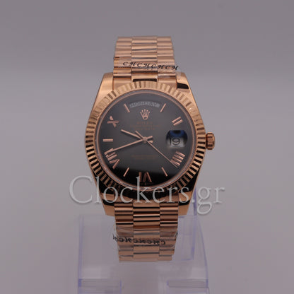 DAY-DATE II 41MM ROSE GOLD BRONZE DIAL RB STICKS MARKERS CLONE 1:1