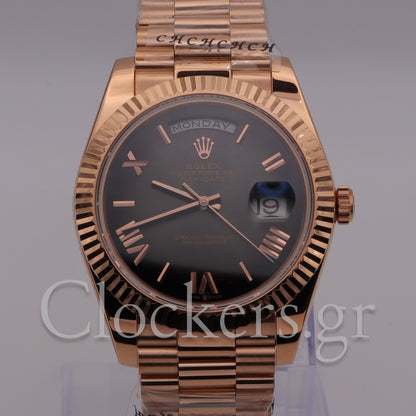 DAY-DATE II 41MM ROSE GOLD BRONZE DIAL RB STICKS MARKERS CLONE 1:1