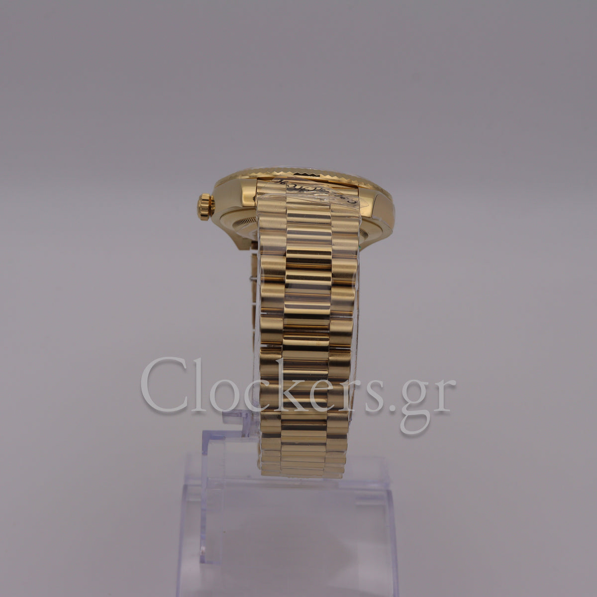 DAY-DATE BLACK DIAL DIAMOND MARKERS FLUTED BEZEL GOLD 1:1