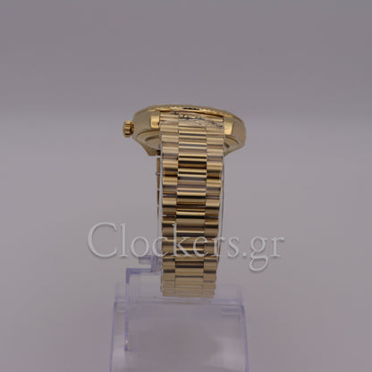 DAY-DATE BLACK DIAL DIAMOND MARKERS FLUTED BEZEL GOLD 1:1