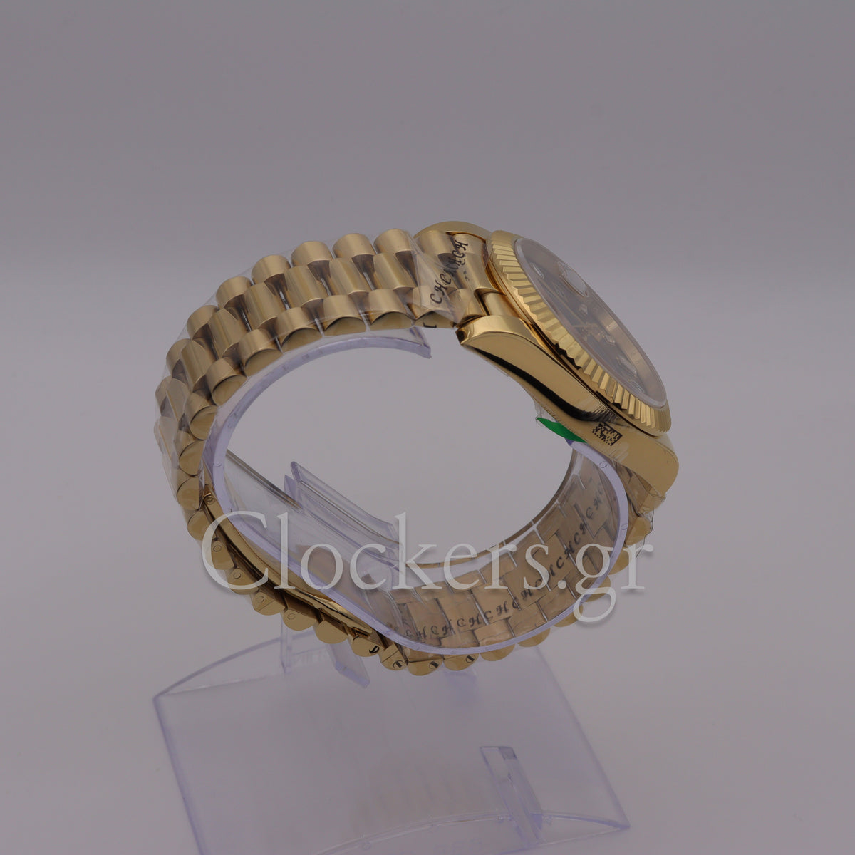 DAY-DATE BLACK DIAL DIAMOND MARKERS FLUTED BEZEL GOLD 1:1