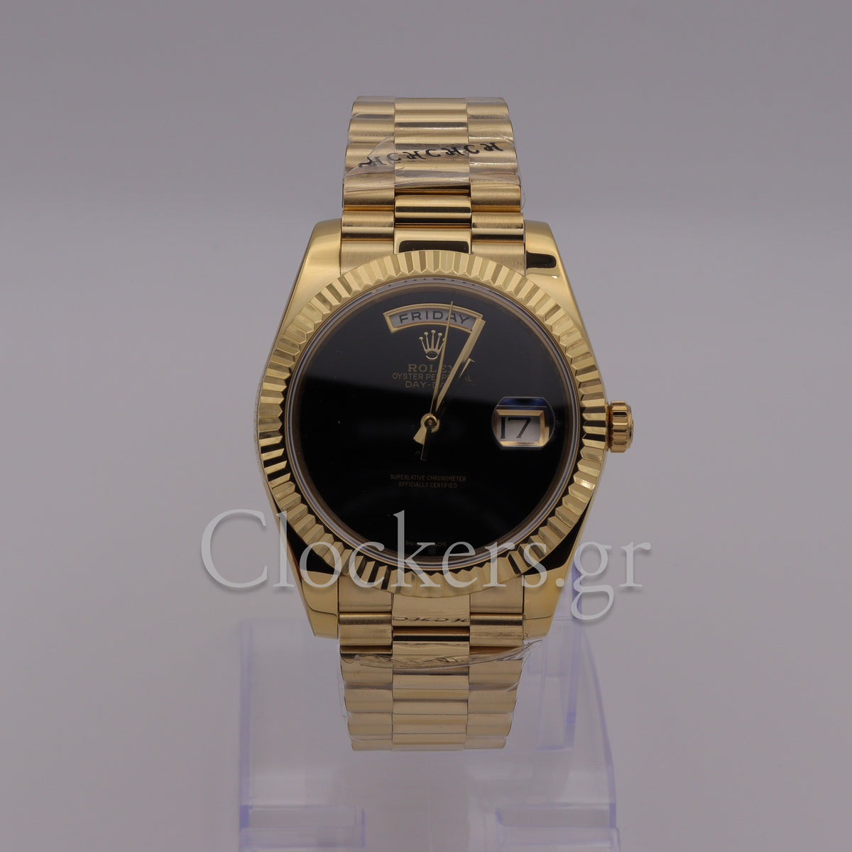 PRESIDENT DAY-DATE 18K WATCH BLACK ONYX DIAL 118208