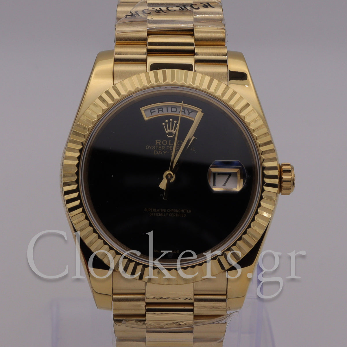 PRESIDENT DAY-DATE 18K WATCH BLACK ONYX DIAL 118208