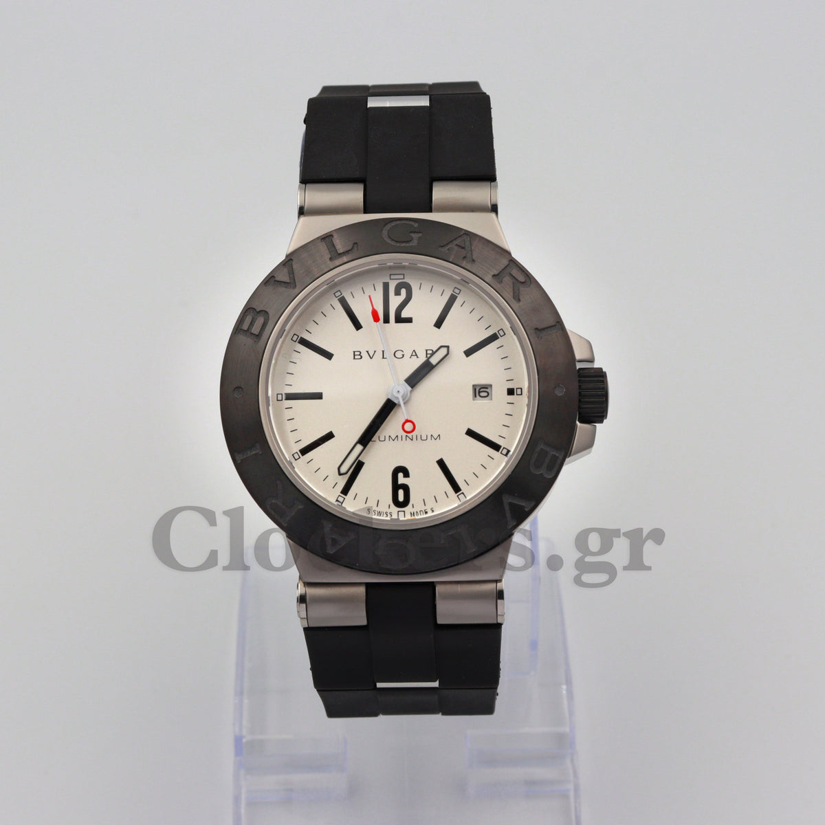 BVLGARI ALUMINIUM 40MM GREYBLACK DIAL RUBBER BEZEL