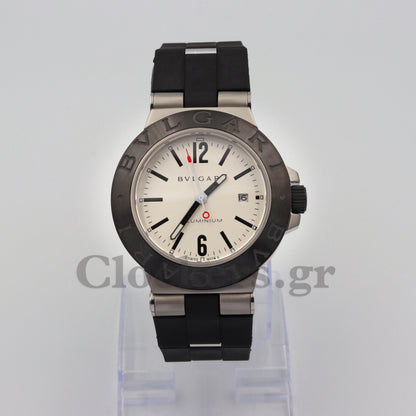 BVLGARI ALUMINIUM 40MM GREYBLACK DIAL RUBBER BEZEL