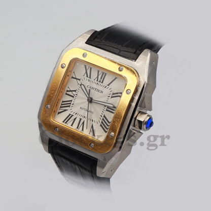 SANT0S DE CARTIER  AUTOMATIC, YELLOW GOLD AND STEEL, TWO 1:1