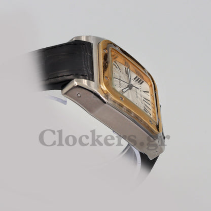 SANT0S DE CARTIER  AUTOMATIC, YELLOW GOLD AND STEEL, TWO 1:1