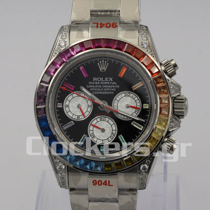 C0SMOGRAPH DAYT0NA BLACK DIAL SILVER RAINBOW 40MM 1:1